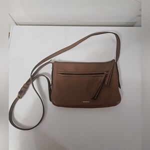 Fossil Brown Pebbled Leather Crossbody Bag!